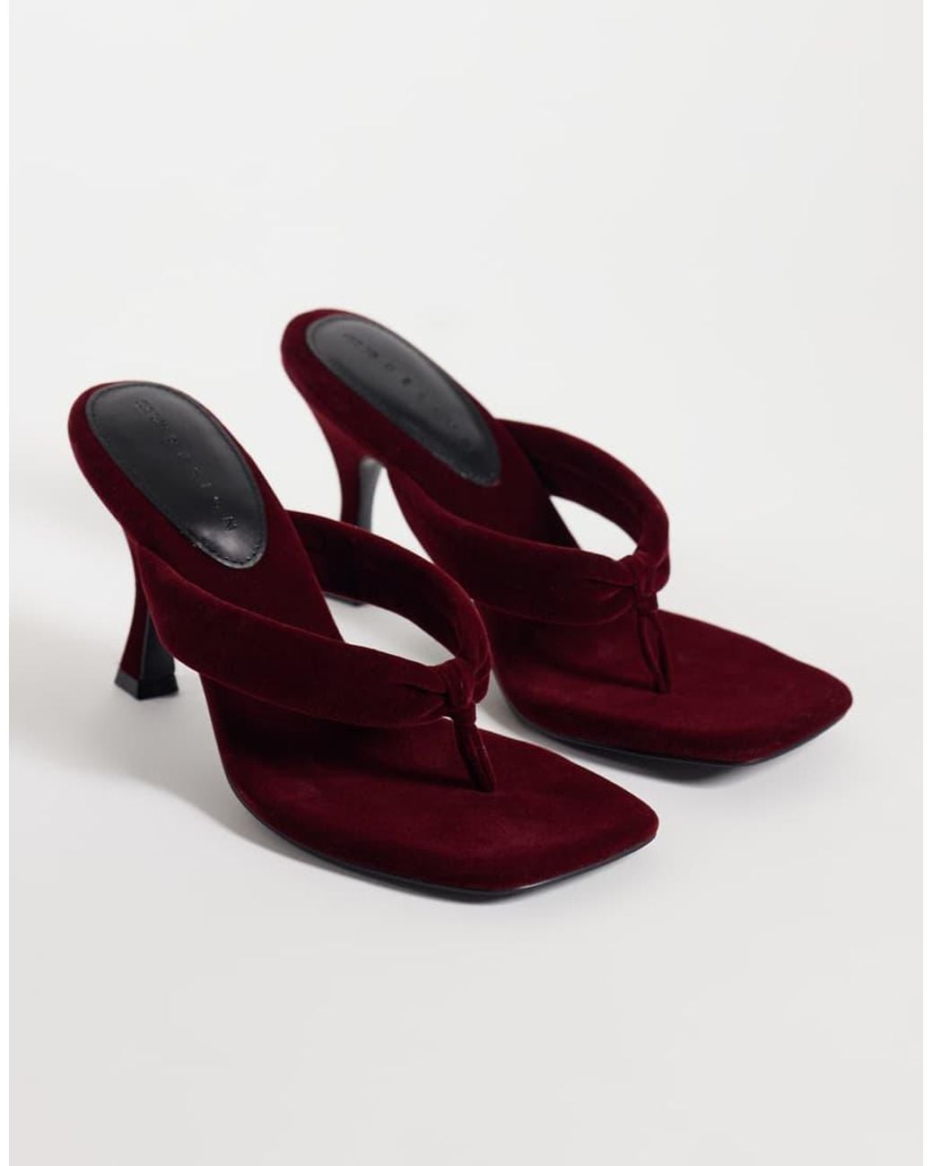 ASOS Brown Huddle Padded Toe Thong Heeled Sandals