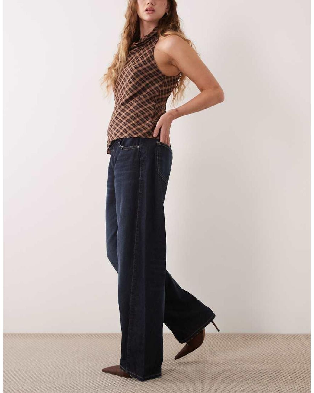 Gina Tricot Blue Mid Waist Barrel Jeans