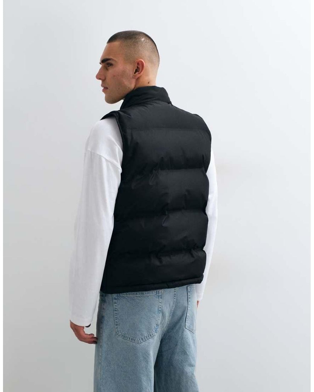 New Look Black Puffer Gilet for men