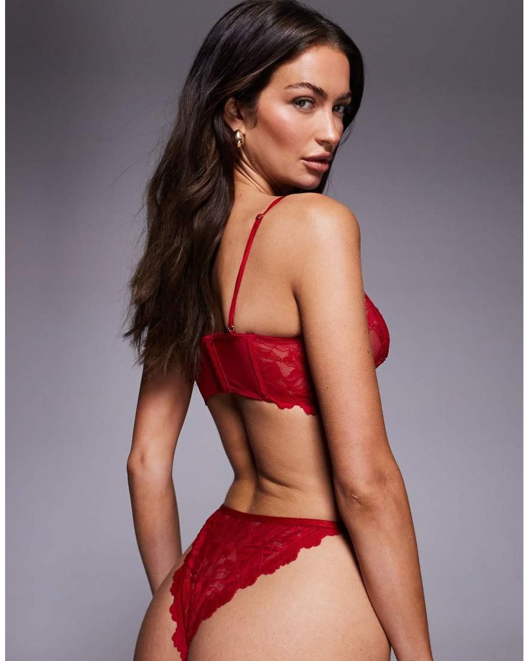 ASOS Red Robbie Lace Cut Out Longline Bra