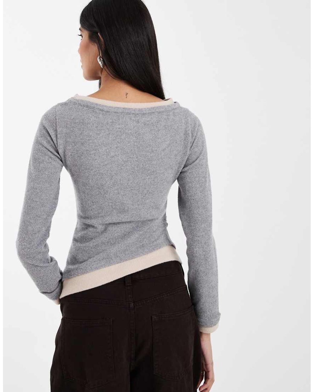 ASOS Gray Supersoft Double Layer Hitched Side Top