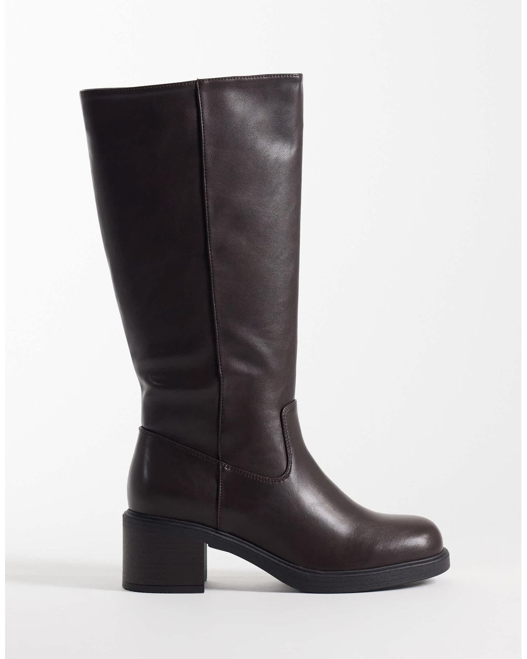 Glamorous Black Pull On Knee Boots
