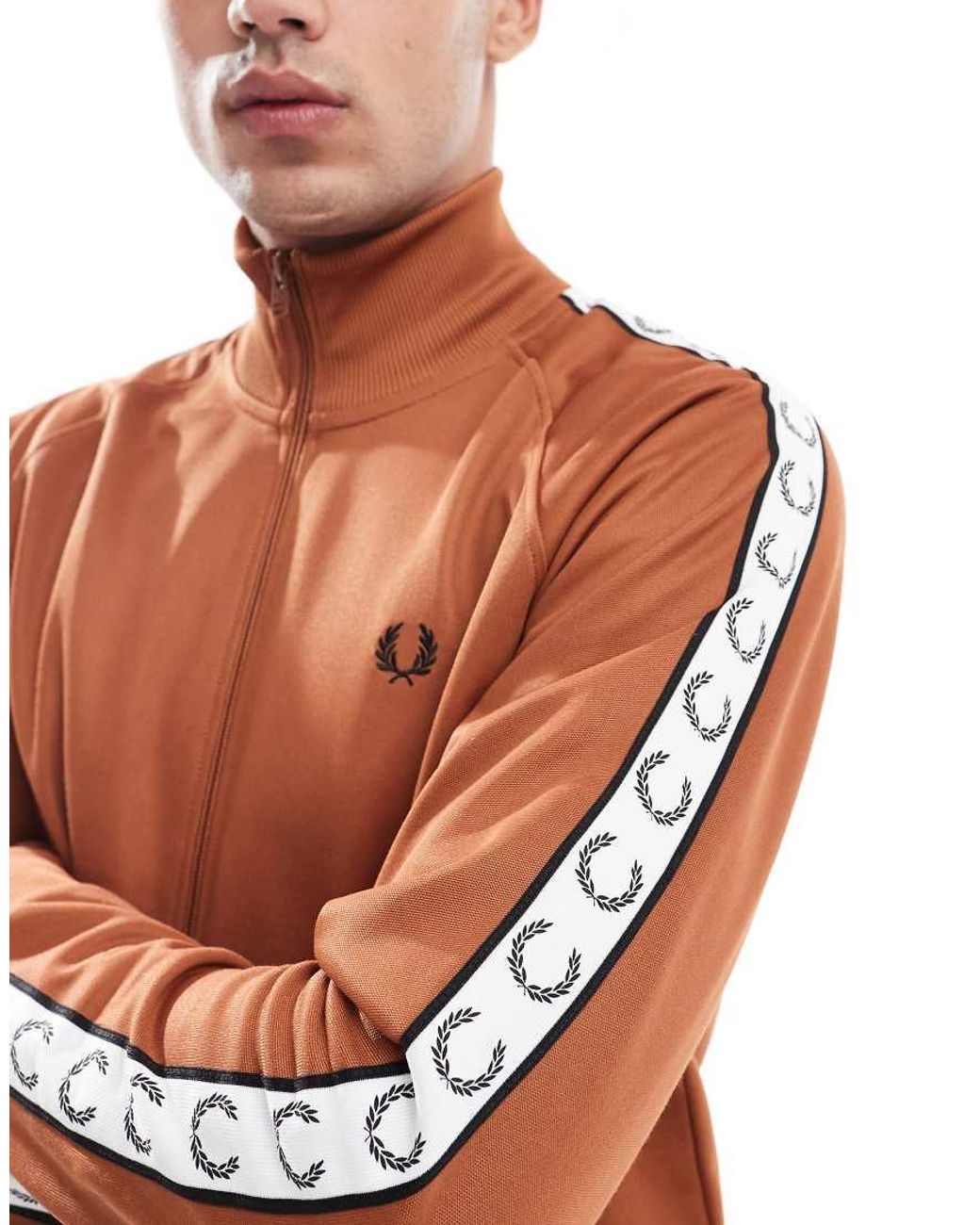 Fred Perry Taped Track Jacket in Orange for Men | Lyst UK