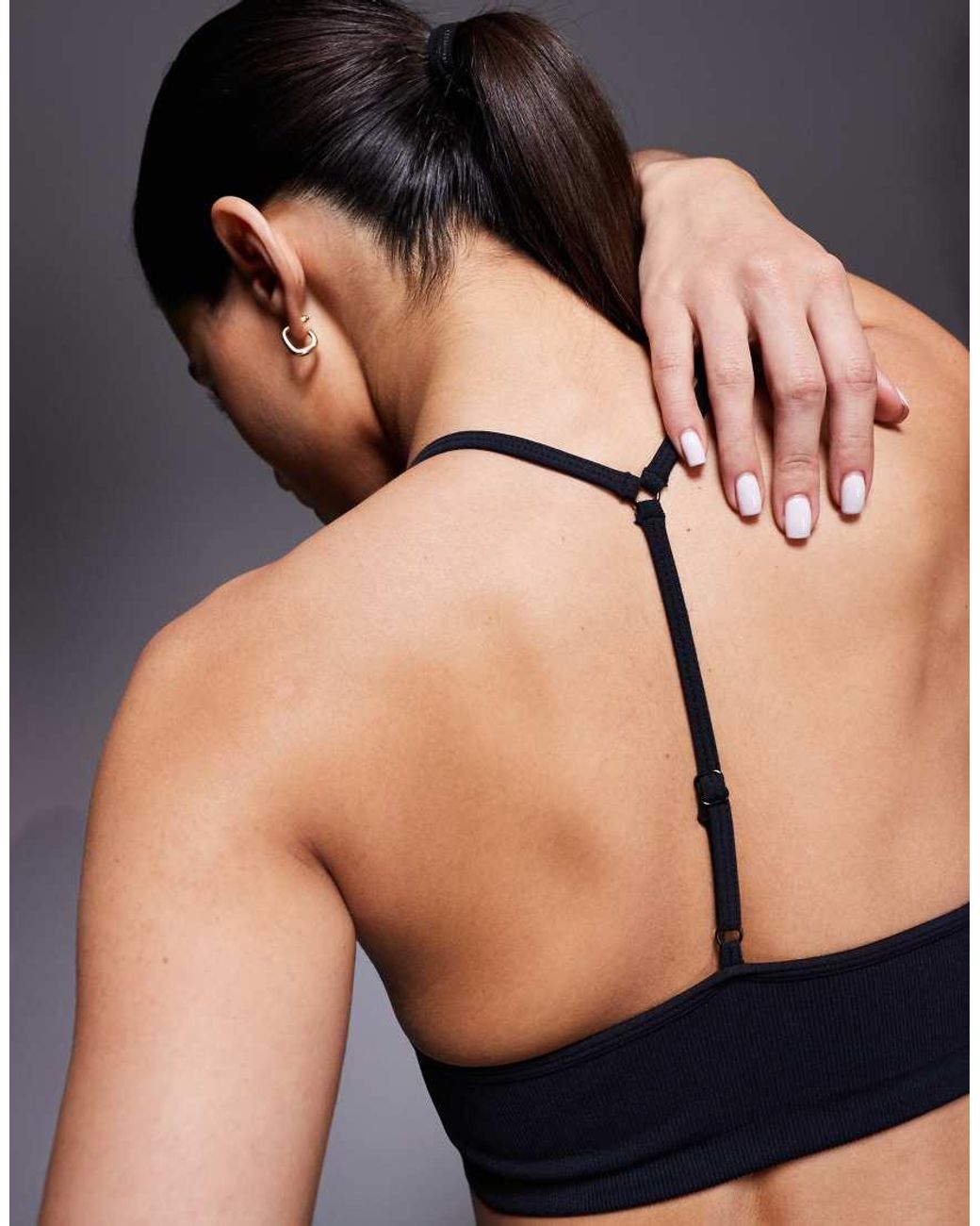 4505 Black Seamless Baby Rib Light Support Sports Bra