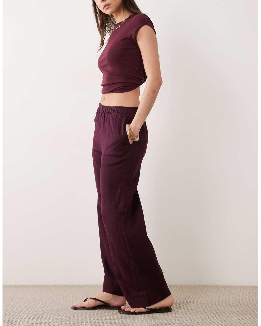 Mango Red 100% Linen Trouser