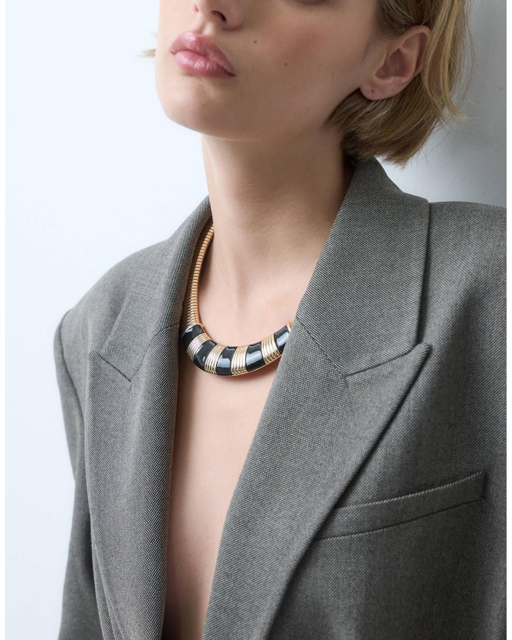 Snake Evolution Chain ASOS Statement Snake Chain Necklace With Black Stripes in Gray | Lyst