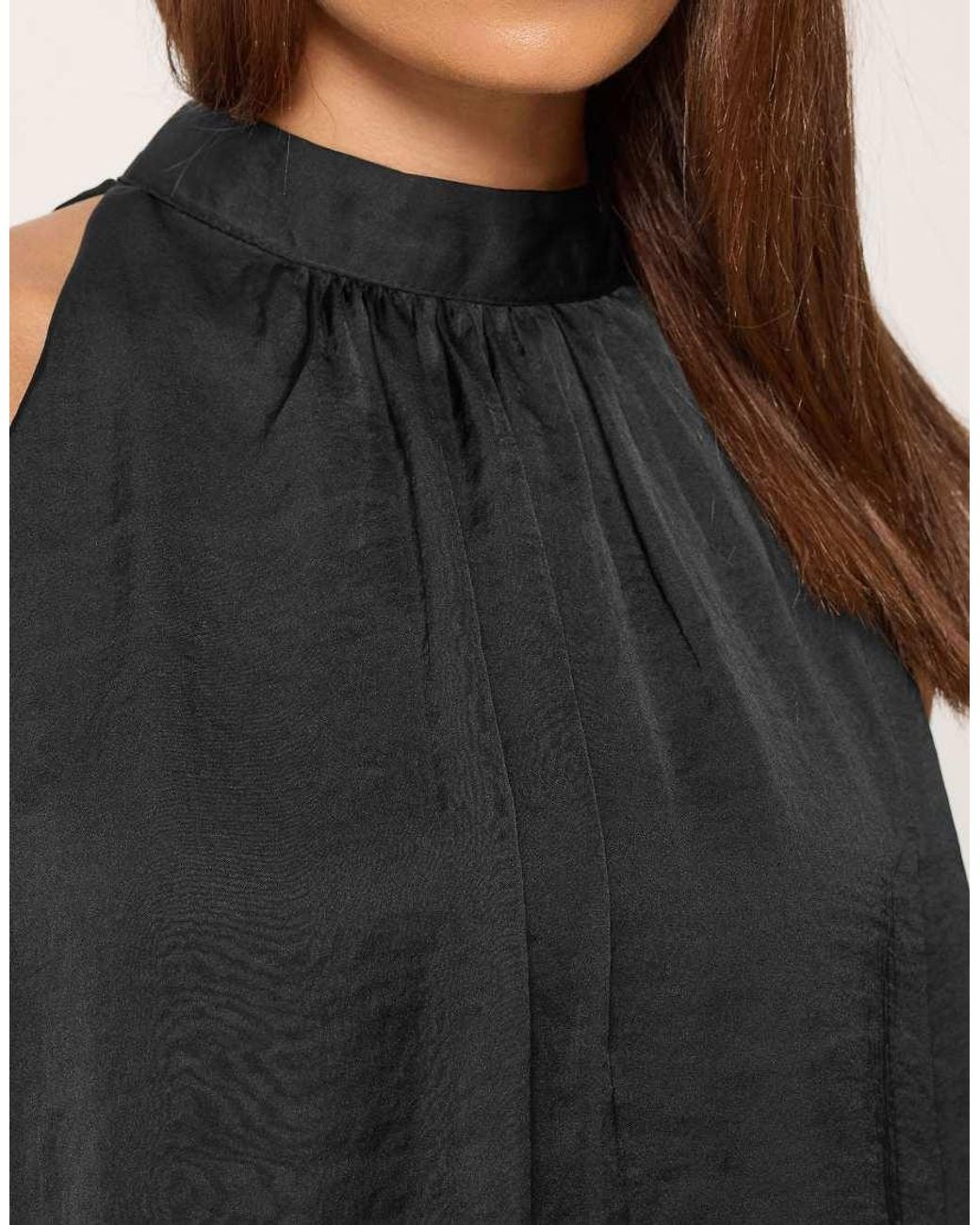 PixieGirl Black Petite Halter Neck Satin Dress