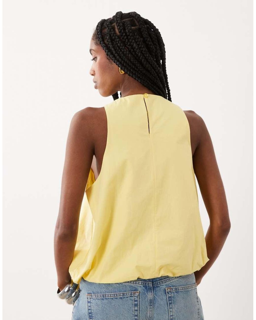 ASOS Yellow Bubble Hem Halter Neck Top