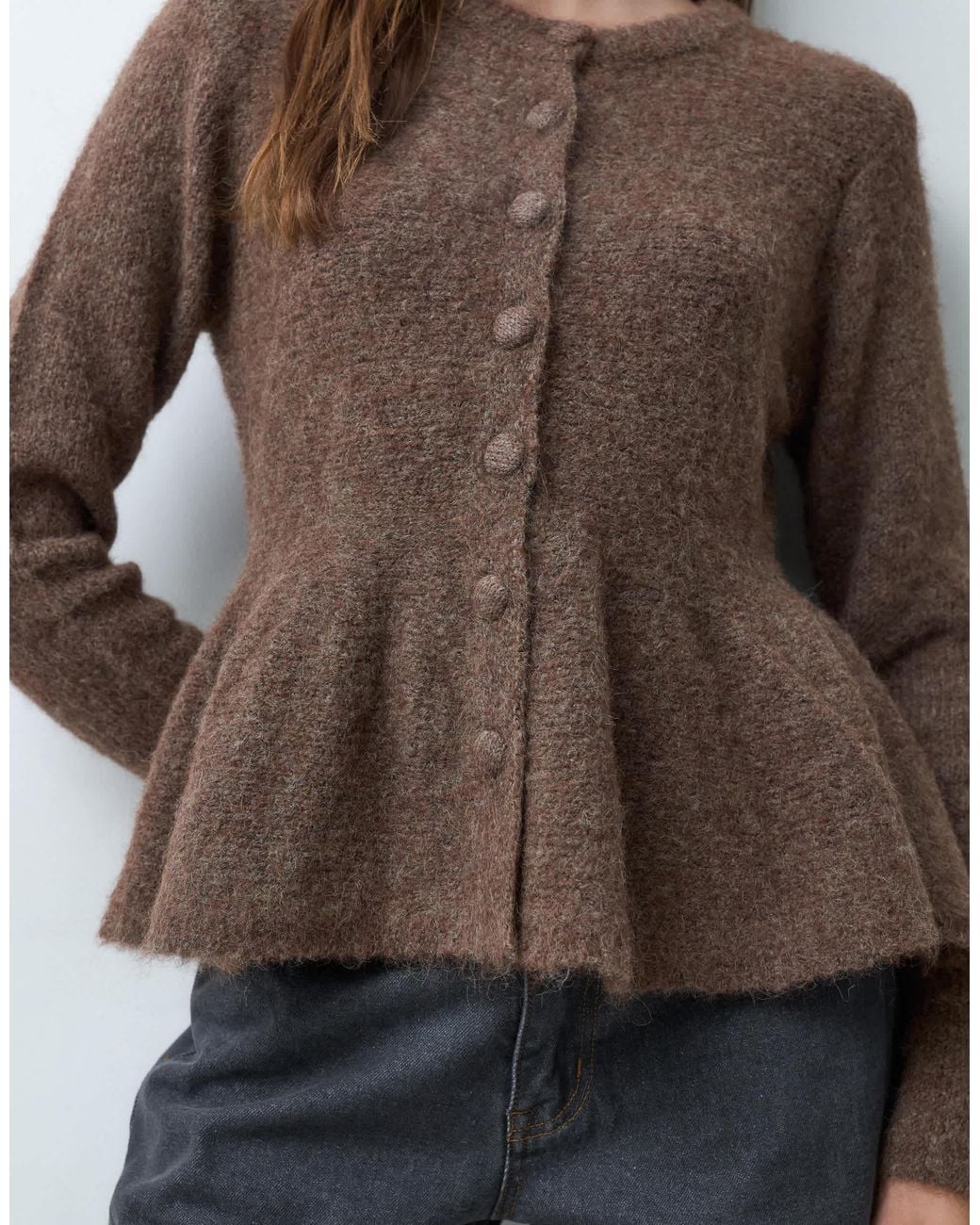 Object Brown Schößchen-strickjacke