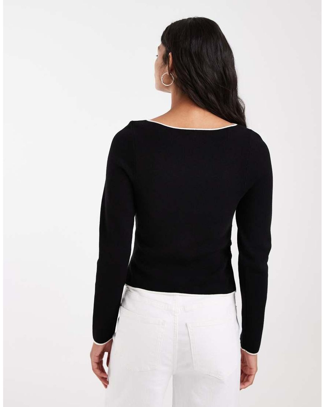 ASOS Black Ruched Side Asymmetric Long Sleeve T-Shirt