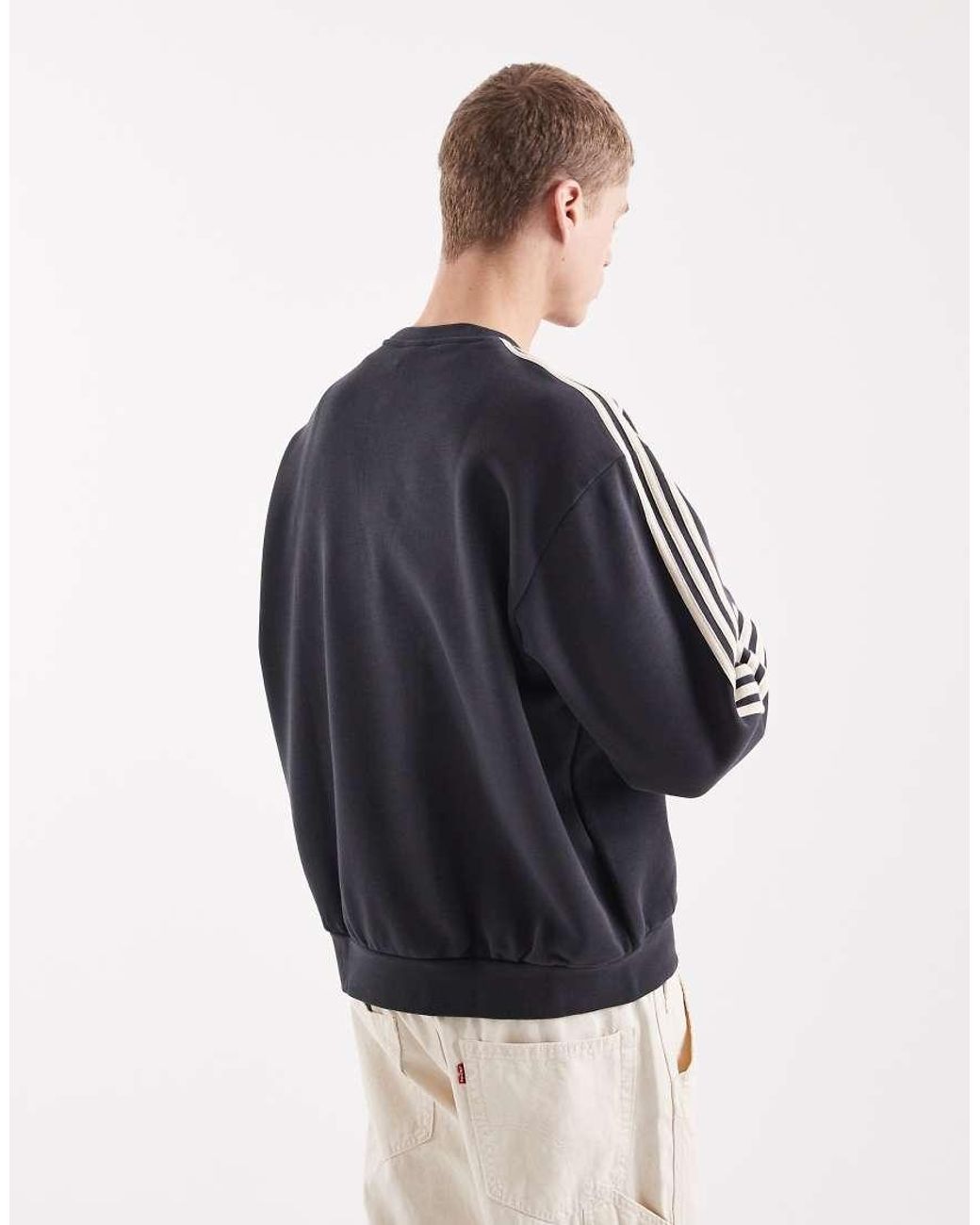 Adidas Originals Blue Three Stripe Sweatshirt for men