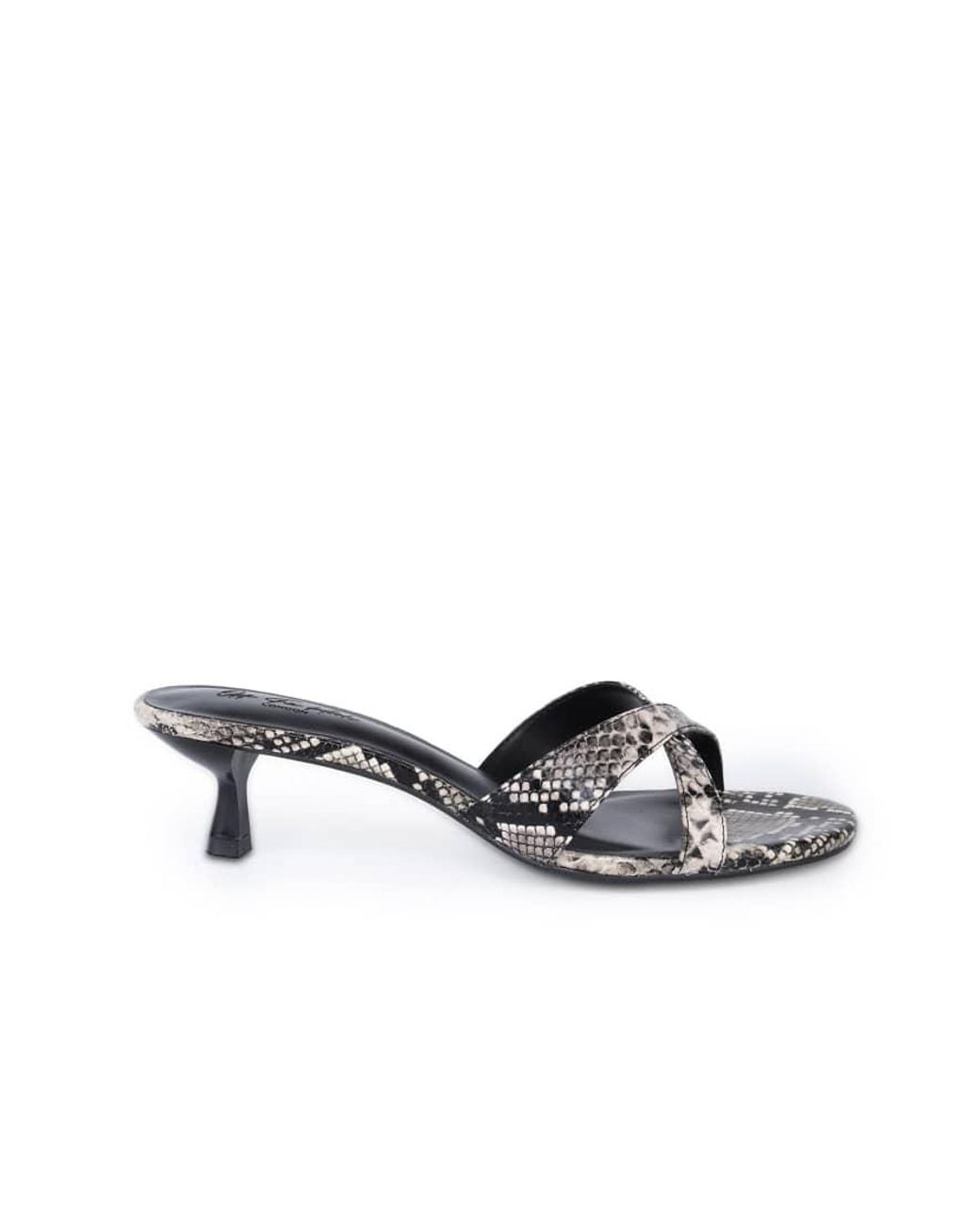 OFF THE HOOK White Jess Pu Kitten Heel Mule Sandals