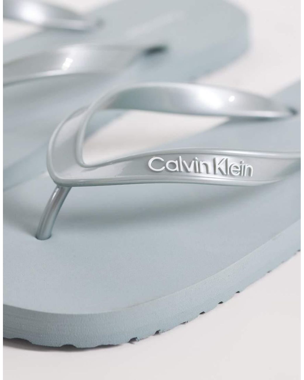 Calvin Klein Blue Jeans Metallic Flip Flops