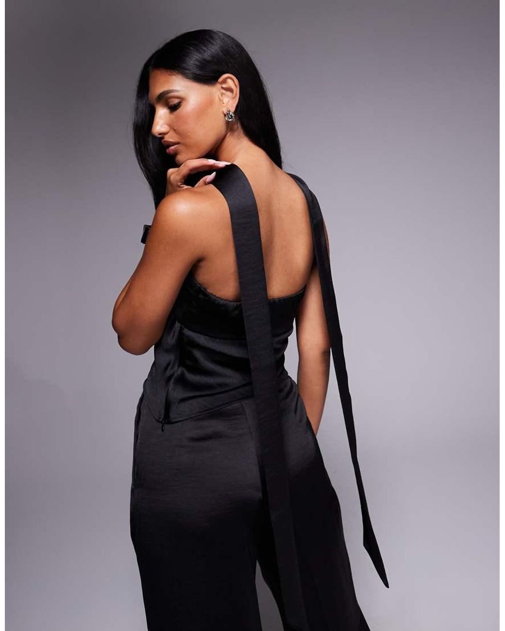 TFNC London Black Bandeau Top With Neck Scarf Detail
