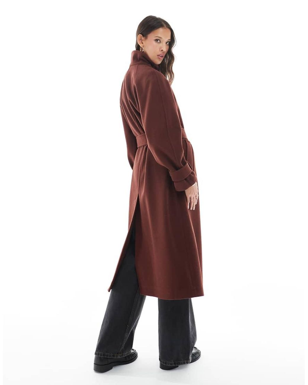 ASOS Nette Trenchcoat Met Lange Pasvorm En Opstaande Boord in het Red