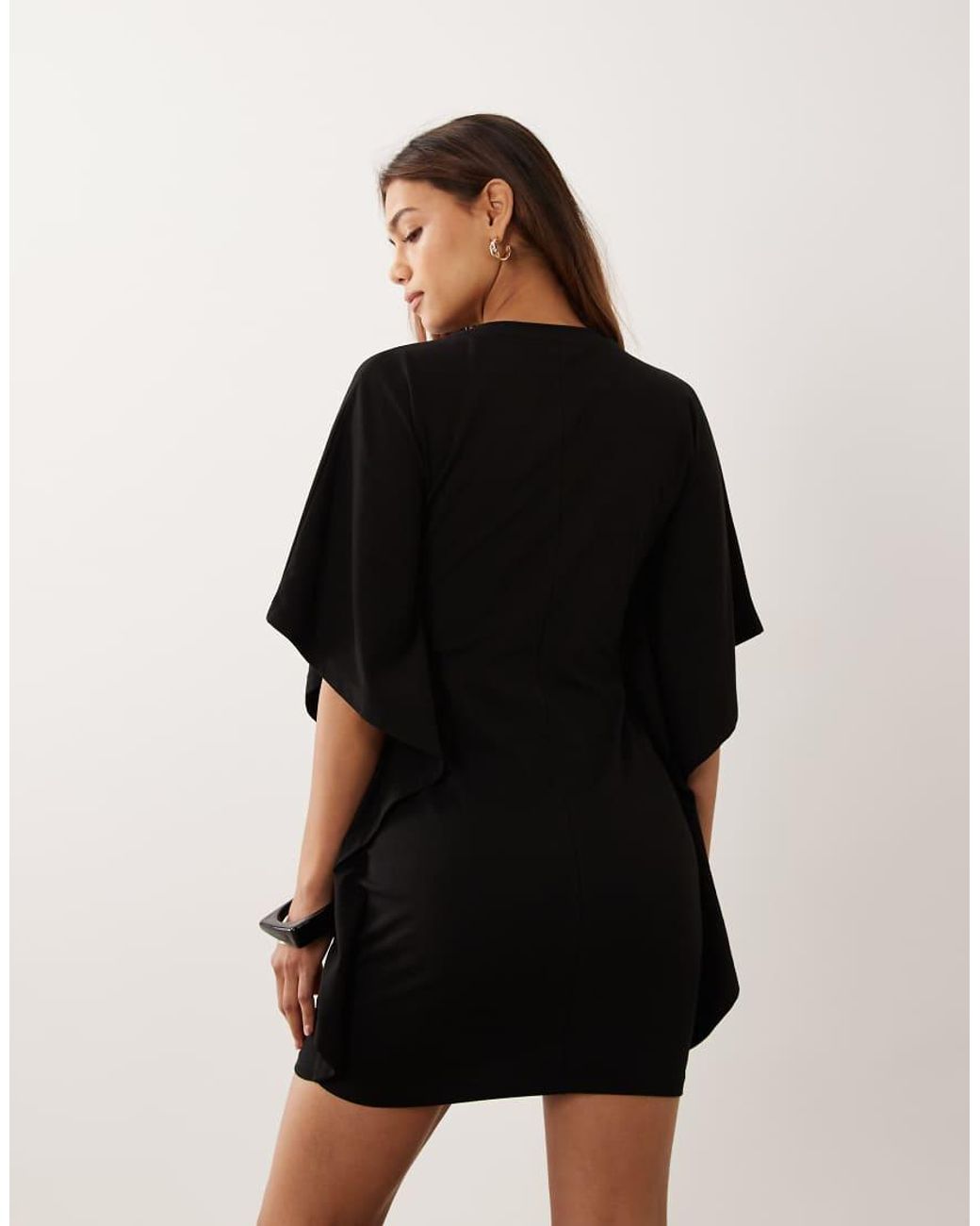 ASOS Black Cape Style Mini Dress With Tee Collar Neck