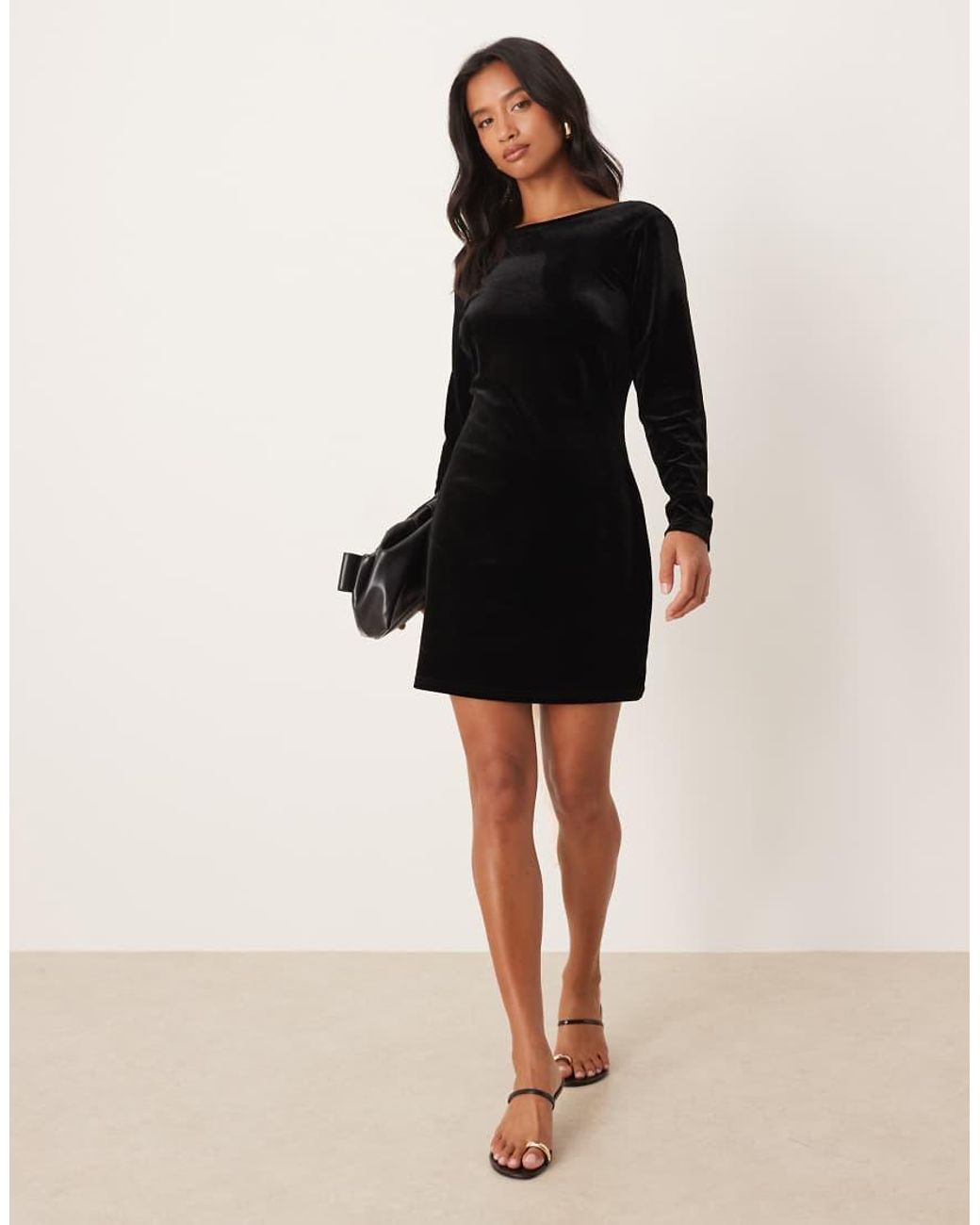 Never Fully Dressed Natural Petite Open Back Mini Dress With Detachable Bow