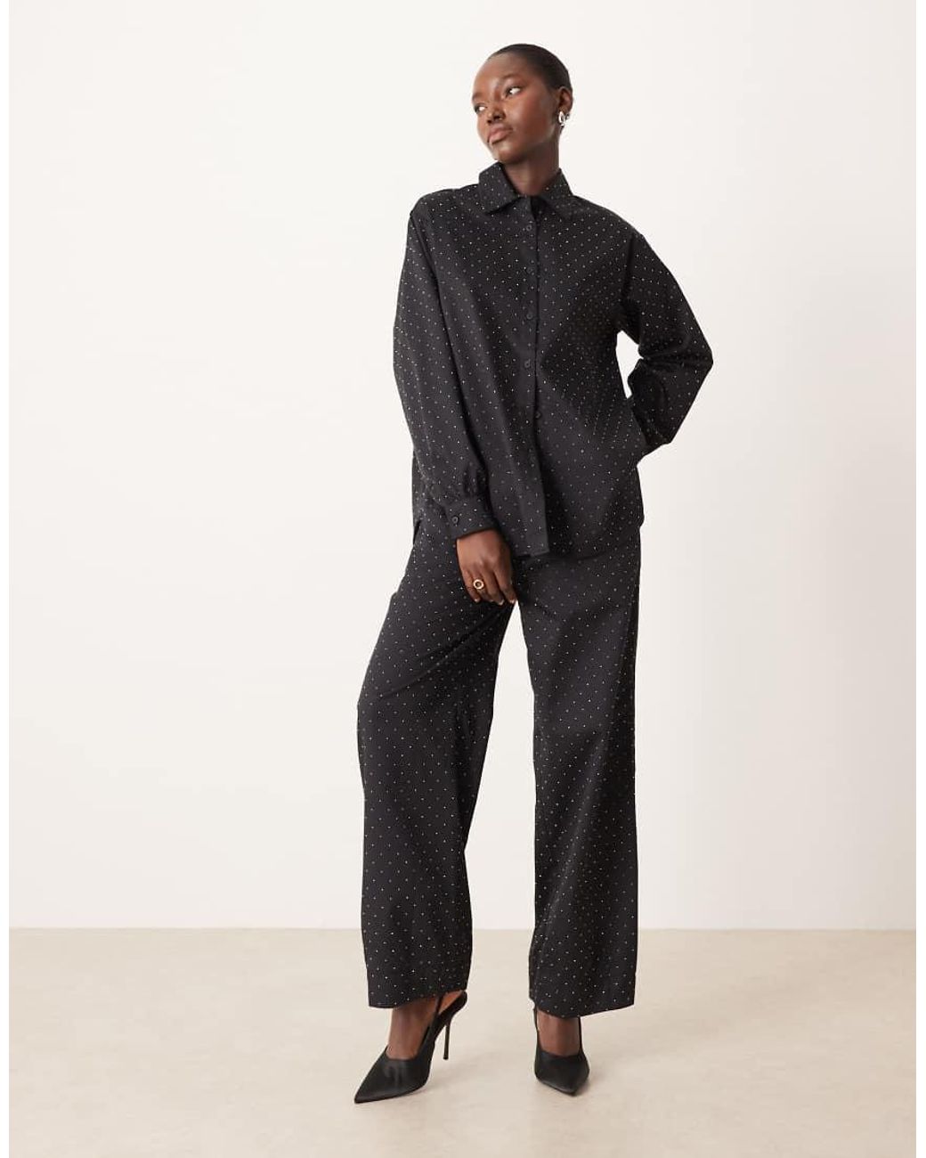 ASOS Black Oversized Hotfix Shirt Co-ord