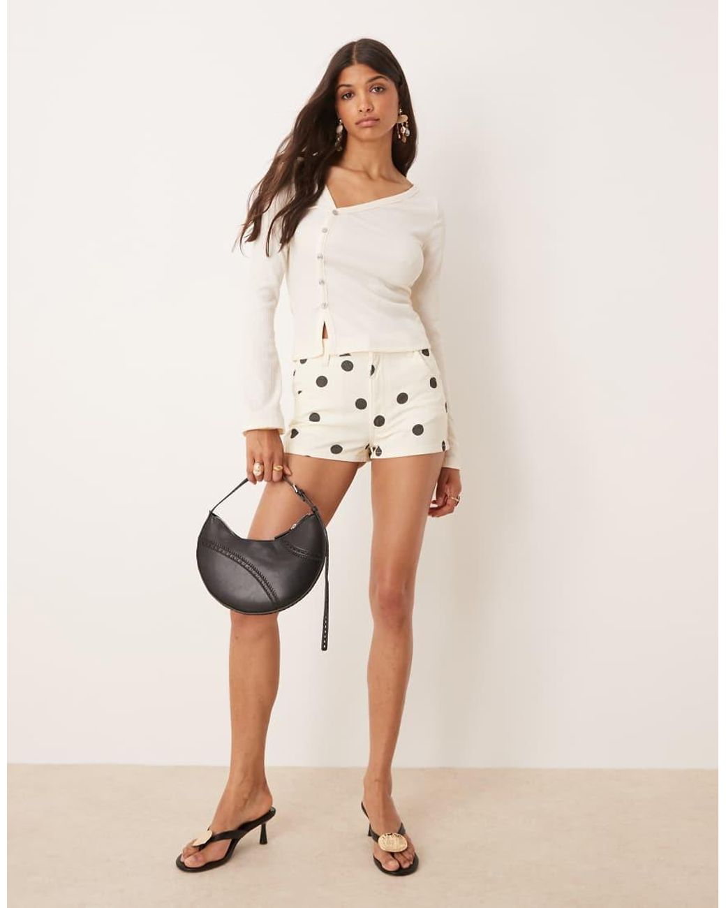 ASOS Natural Mid Rise Denim Micro Short