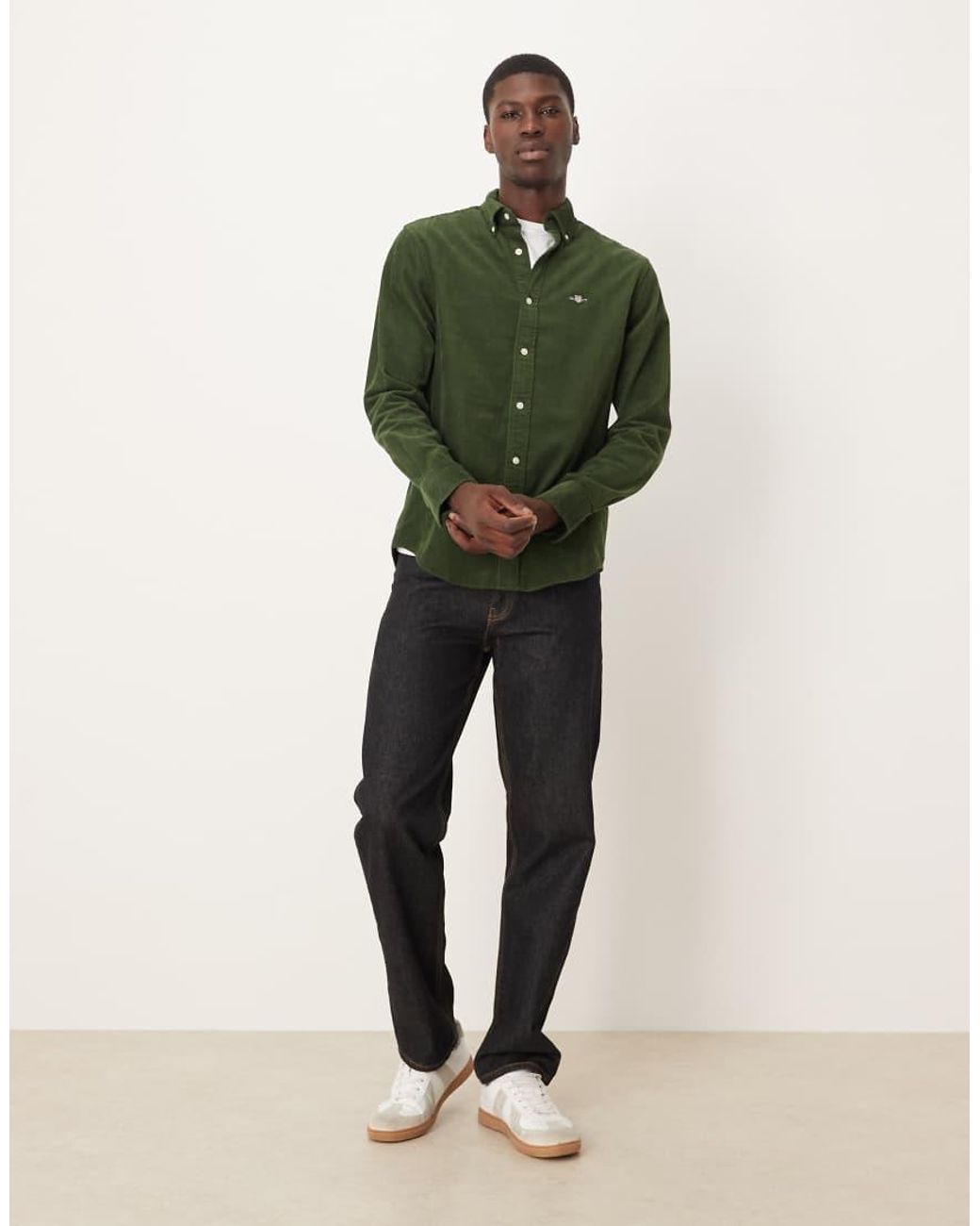 Gant Green Regular Fit Shield Logo Cord Shirt for men