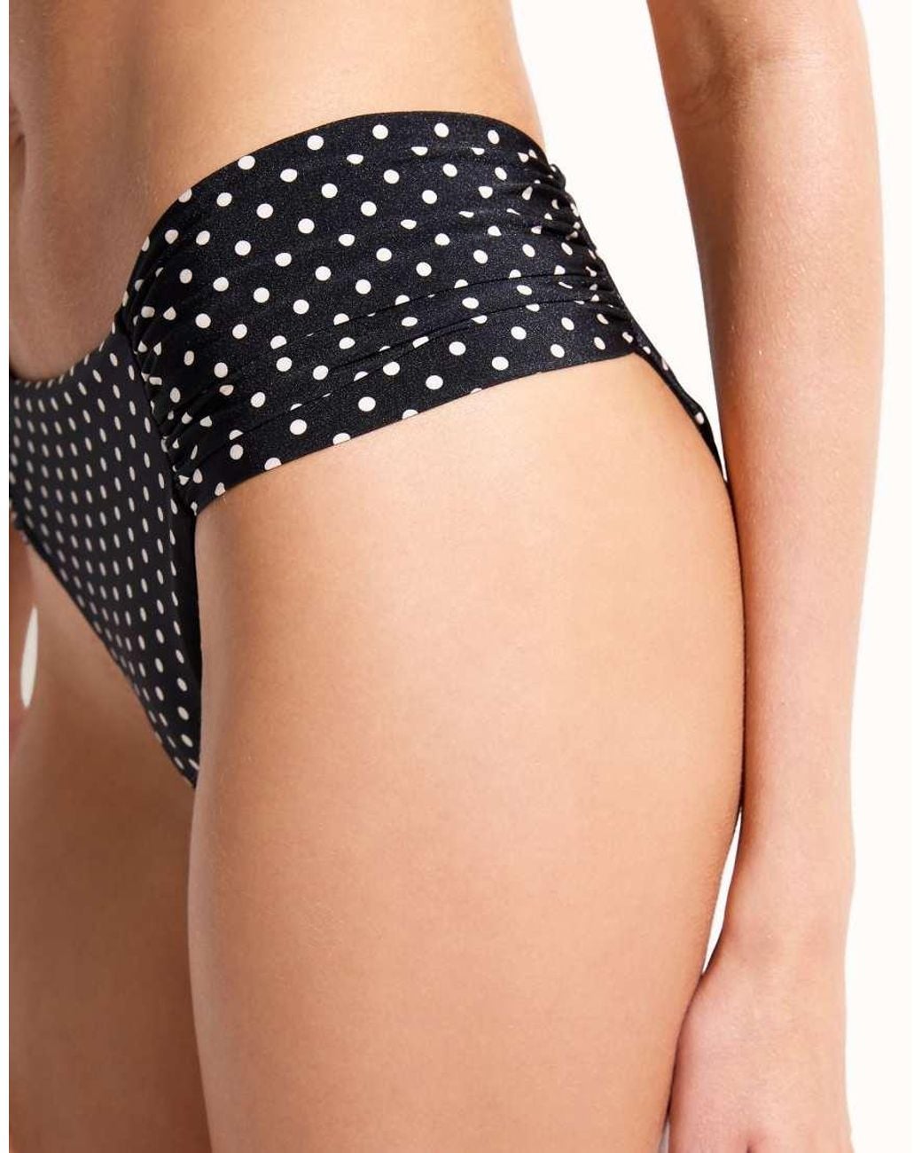 Calzedonia White Polka Dot Ruched Bikini Bottom