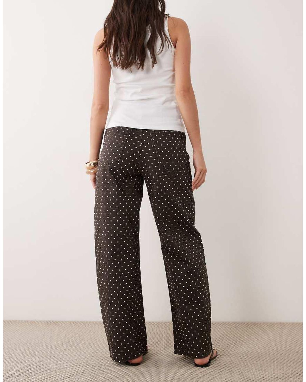 Mango Brown Polka 100% Cotton Straight Jean