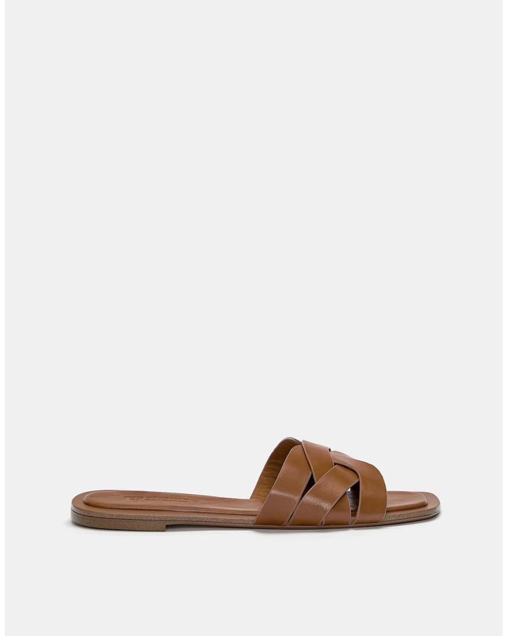 Pull&Bear Brown Flat Crossover Slider Sandals