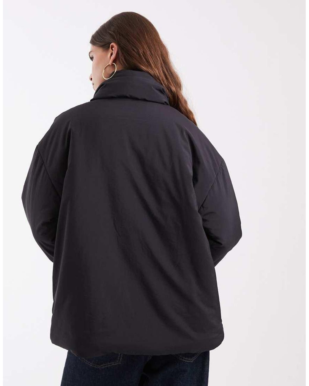 Object Black Button Front Quilted Jacket With Scarf Detail