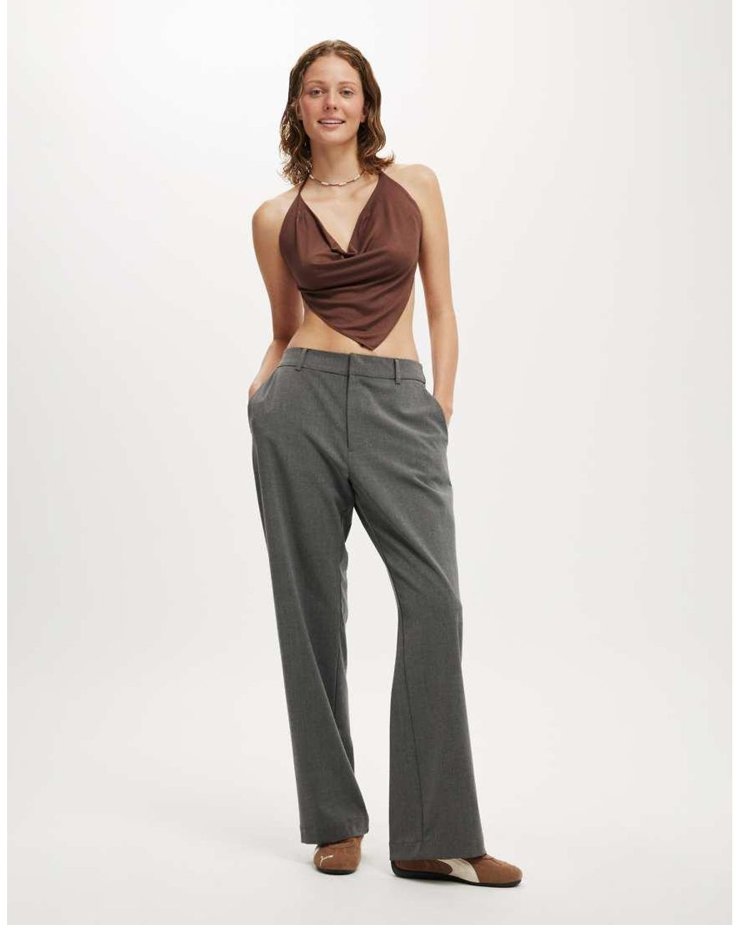 Cotton On Brown Jordie Slinky Cowl Neck Halter Top
