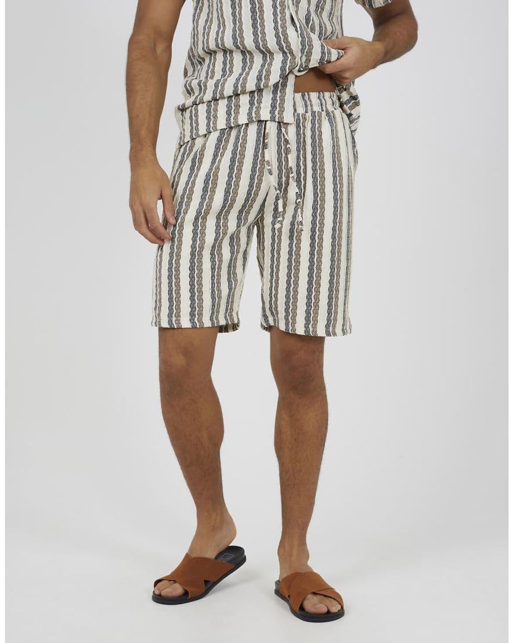 Brave Soul White Striped Shorts for men