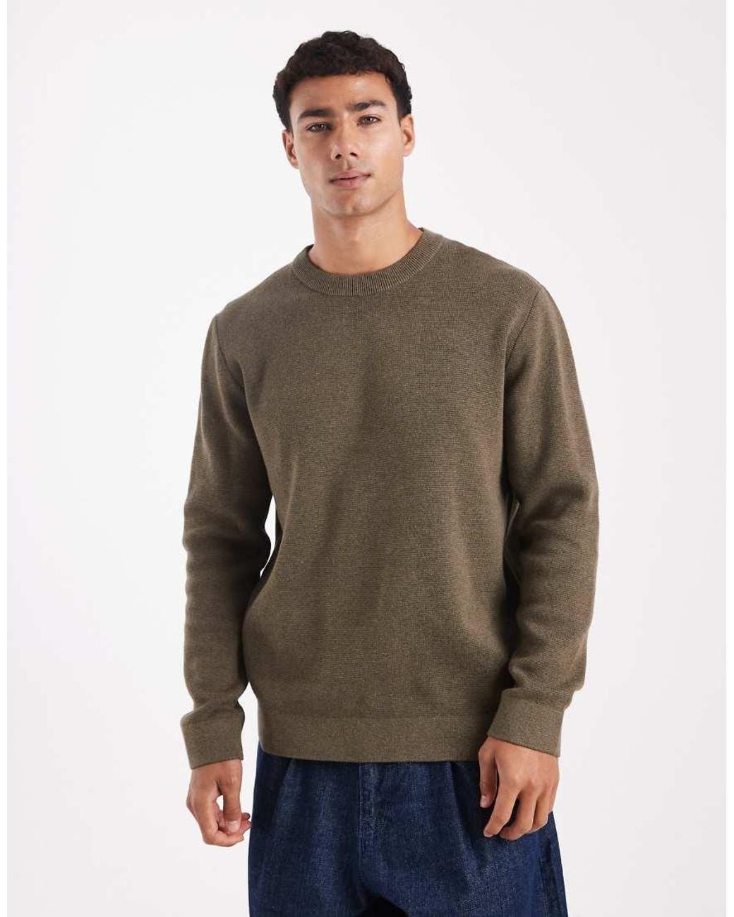 Jack & Jones Brown Premium Knitted Crew Neck Jumper for men