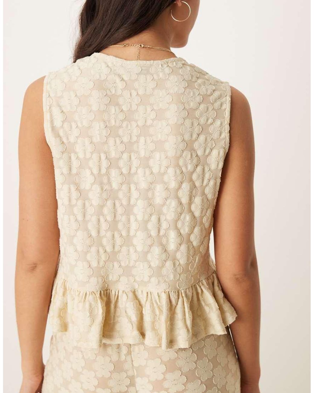 ASOS Natural Tie Front Floral Lace Blouse