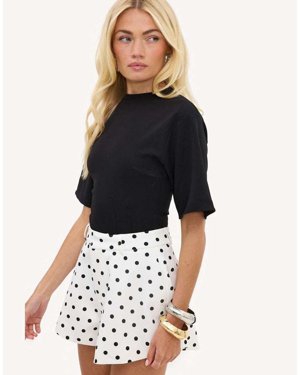 Loavies White Twilight Treasures Polka-Dot Shorts
