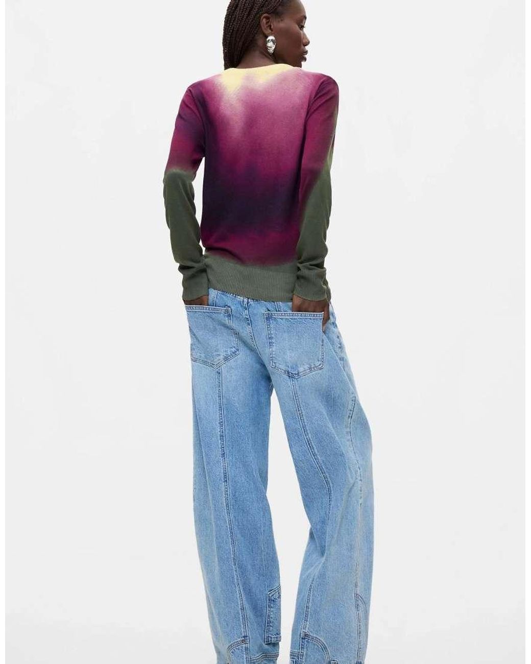 Desigual Blue Fine Knit Sweater Gradient Effect