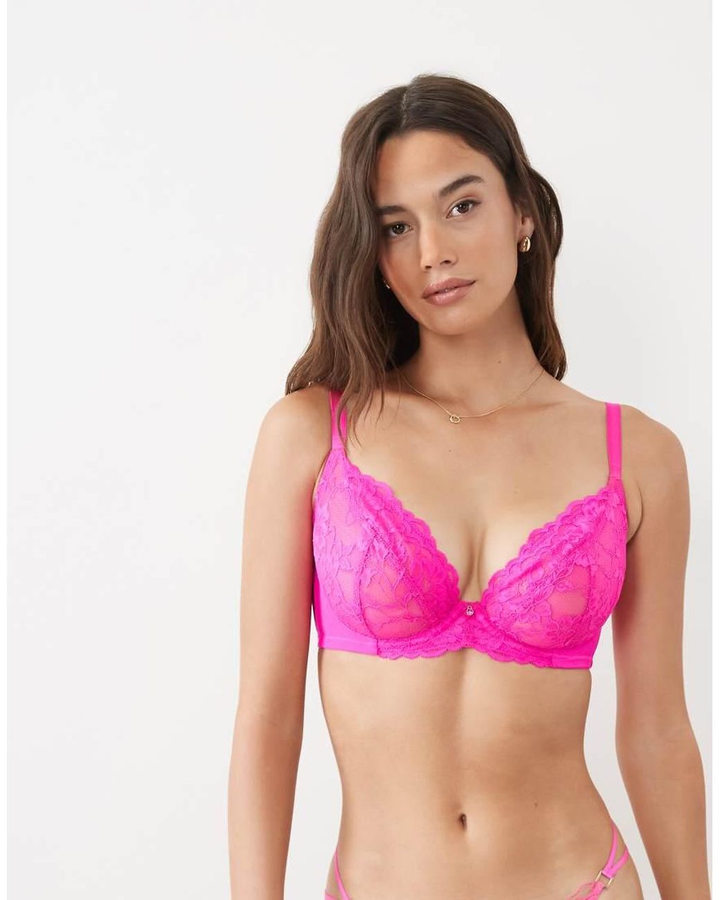 Ann Summers Pink Fuller Bust Sexy Lace Non Padded Plunge Bra