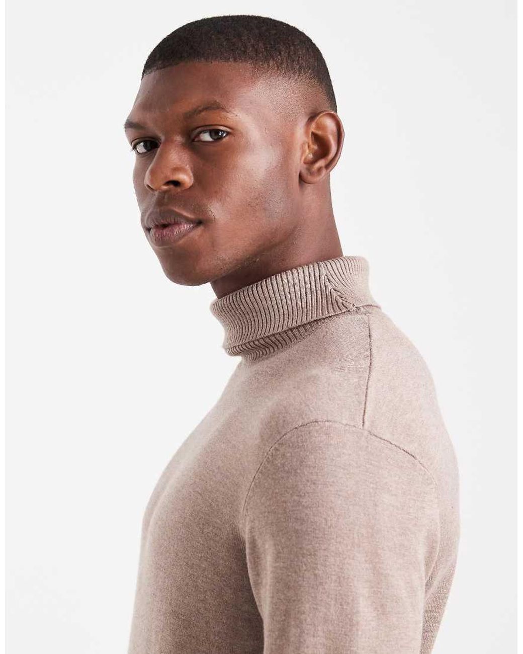 Threadbare Natural Roll Neck Jumper for men