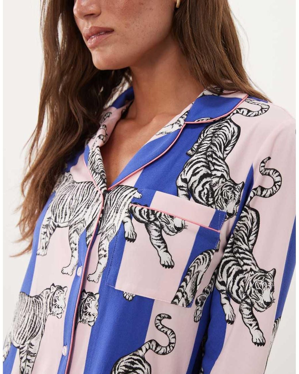 Chelsea Peers Blue Super Soft Button-up Pyjama Set