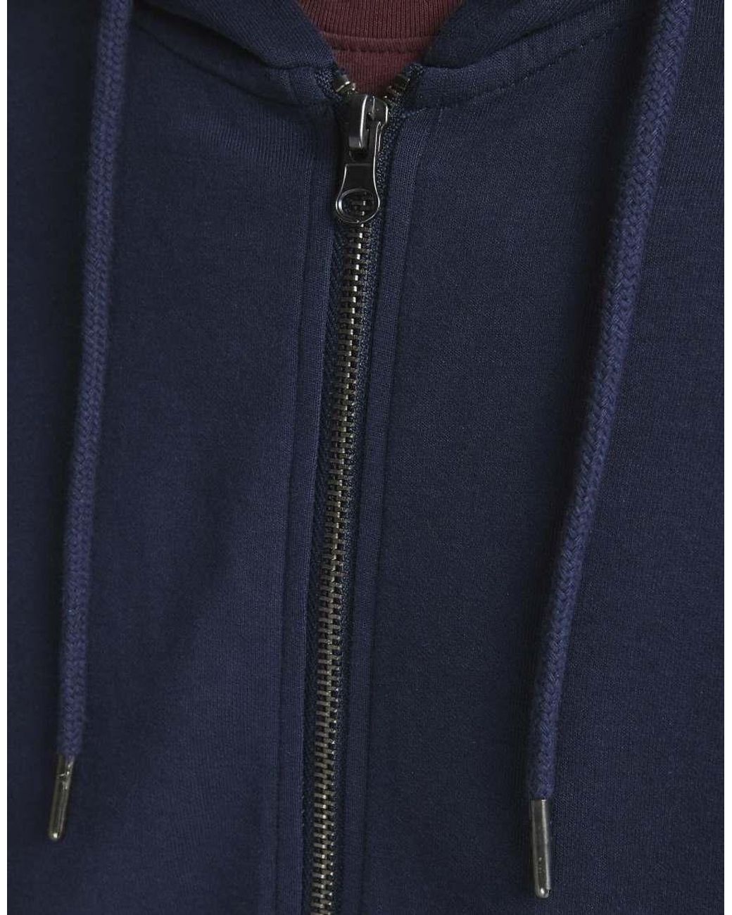 Jack & Jones Blue Basic Zip Long Sleeve Hoodie for men