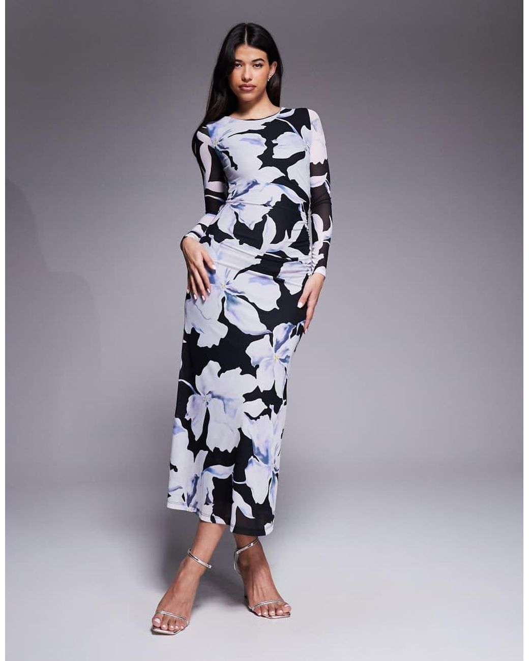 Forever New Blue Mesh Maxi Dress