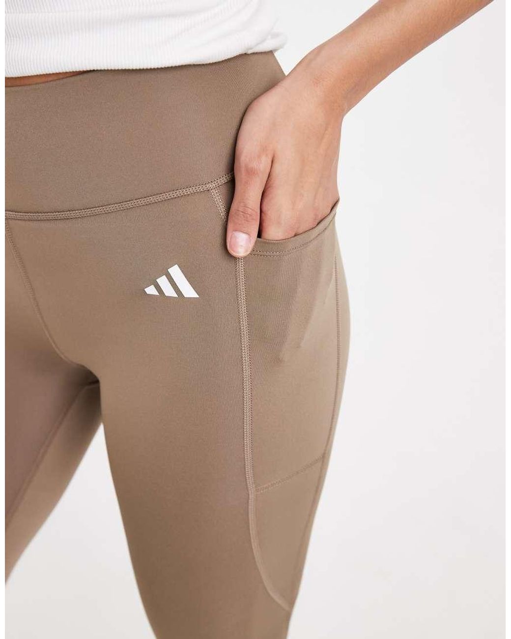 Adidas Originals Natural Optimé Essentials Stash Pocket Full-Length Leggings