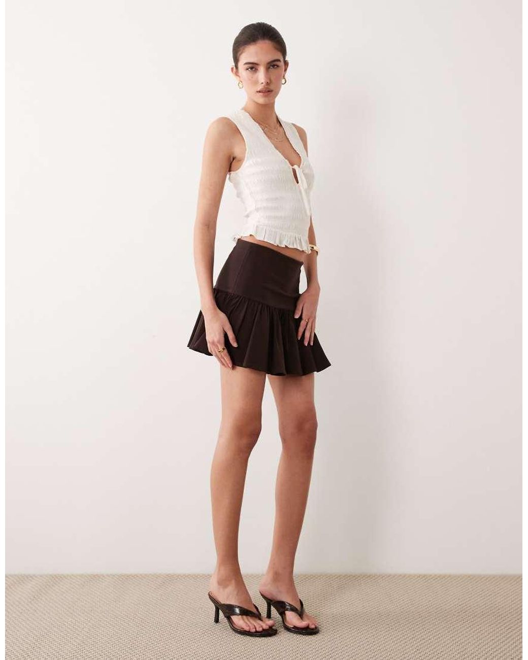 Abercrombie & Fitch White Ruched V Neck Top