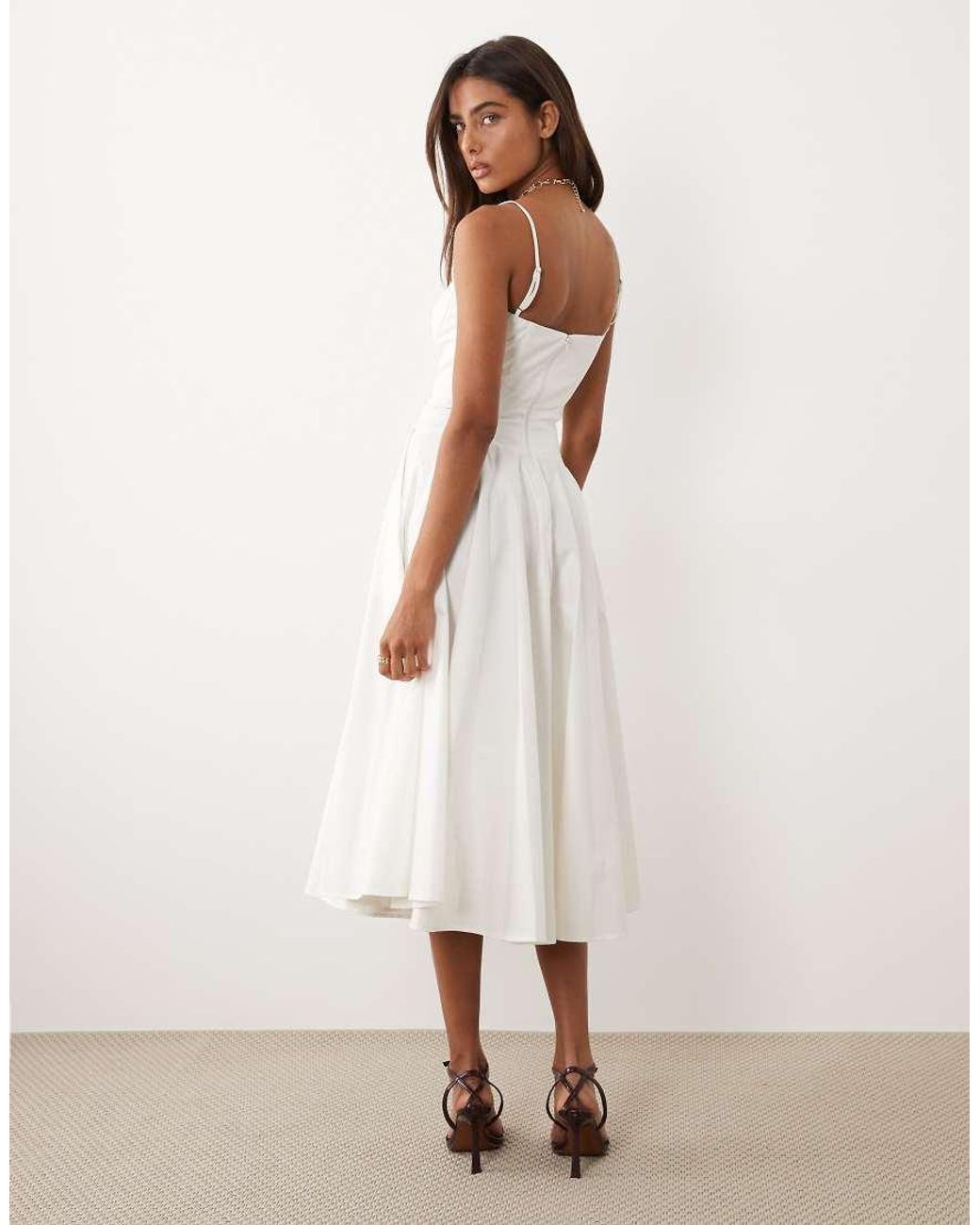 TFNC London Natural Cotton Corset Detail Cami Midi Dress