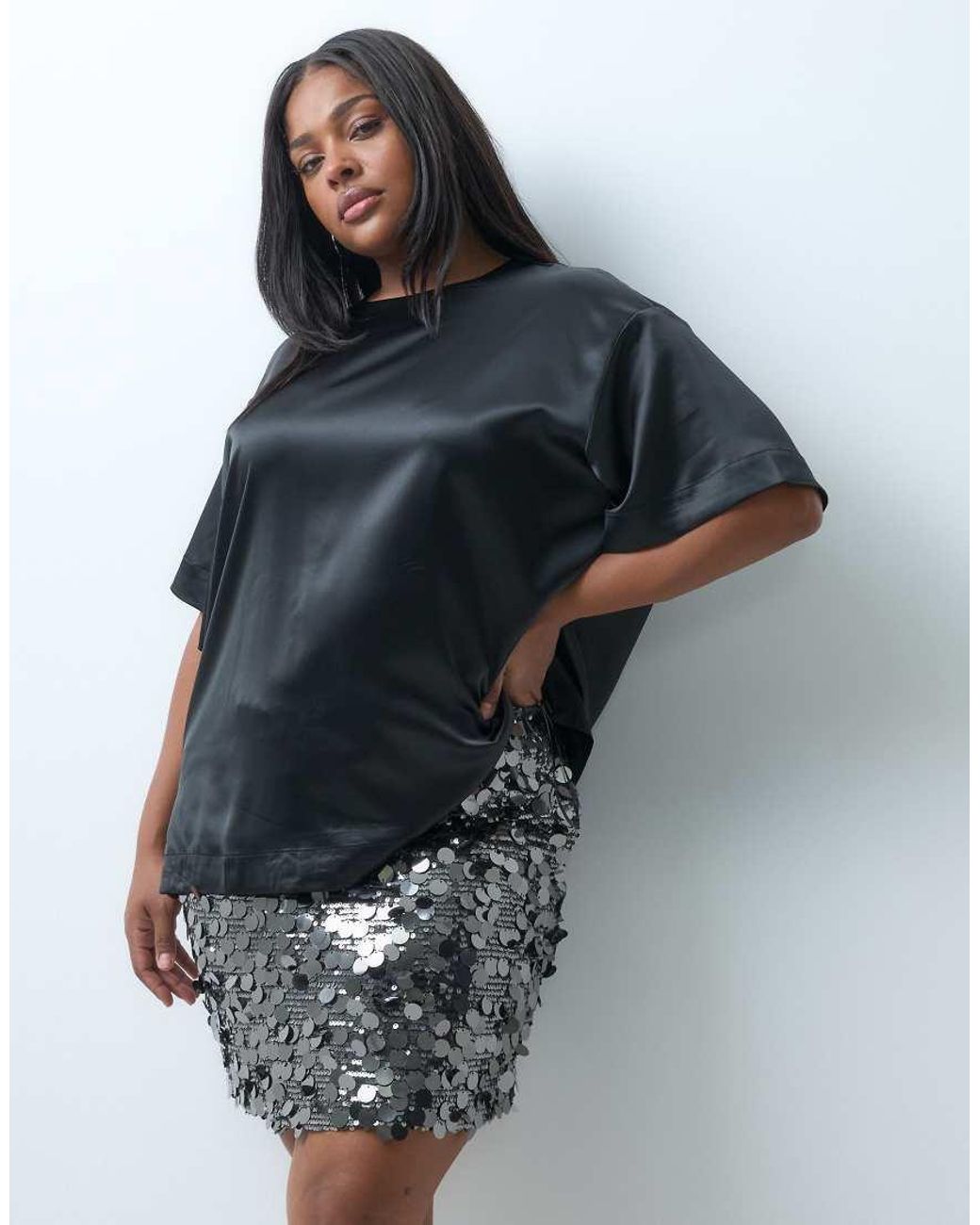 ONLY Metallic Disc Sequin Mini Skirt