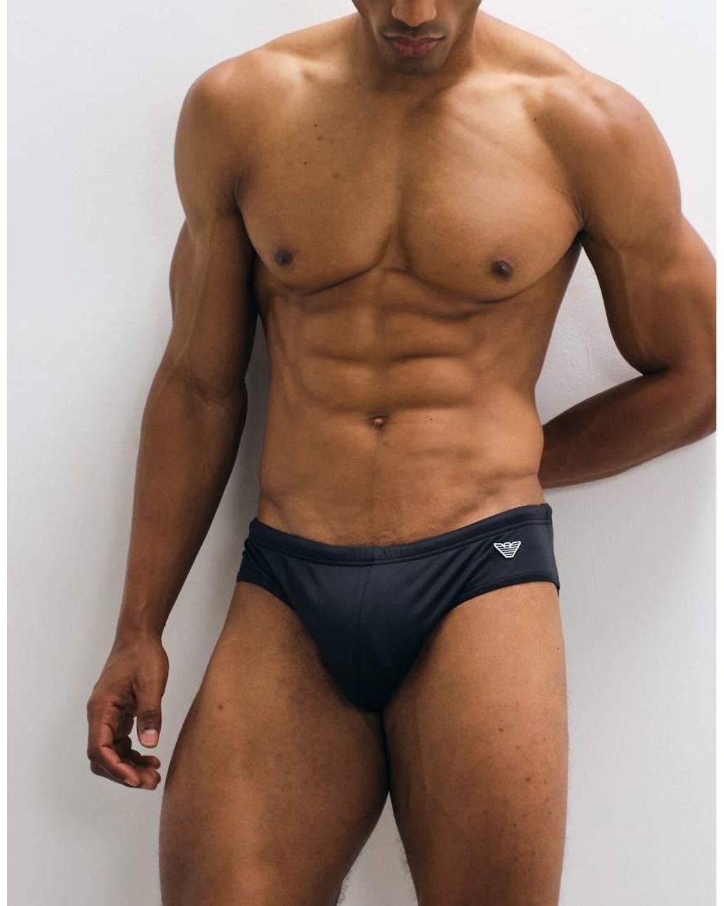 Emporio Armani Black Bodywear Swim Briefs With Logo for men