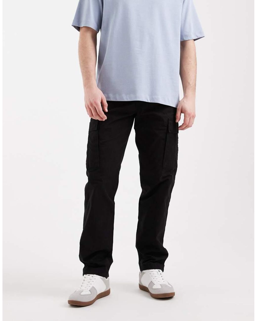 Jack & Jones Black Straight Cargo Trousers for men