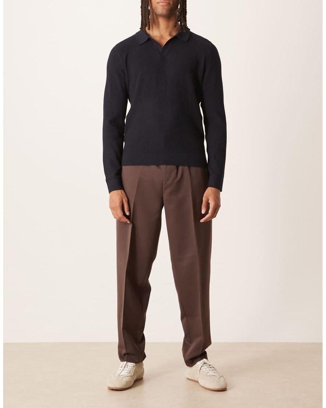ASOS Brown Smart Oversized Tapered Trousers With Full Elasticated Waist for men