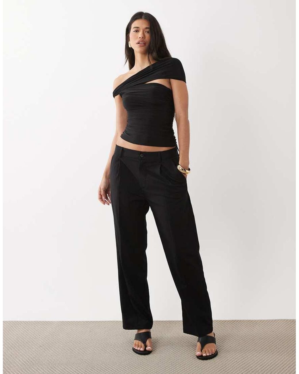 ASOS Black One Shoulder Twist Top