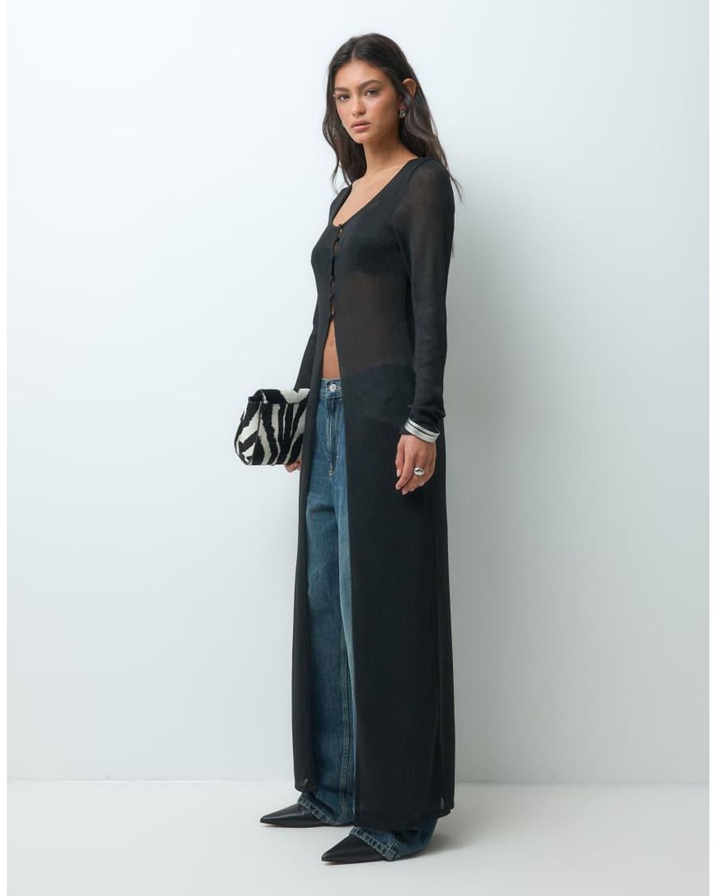 ASOS Blue Button Up Longline Cardigan