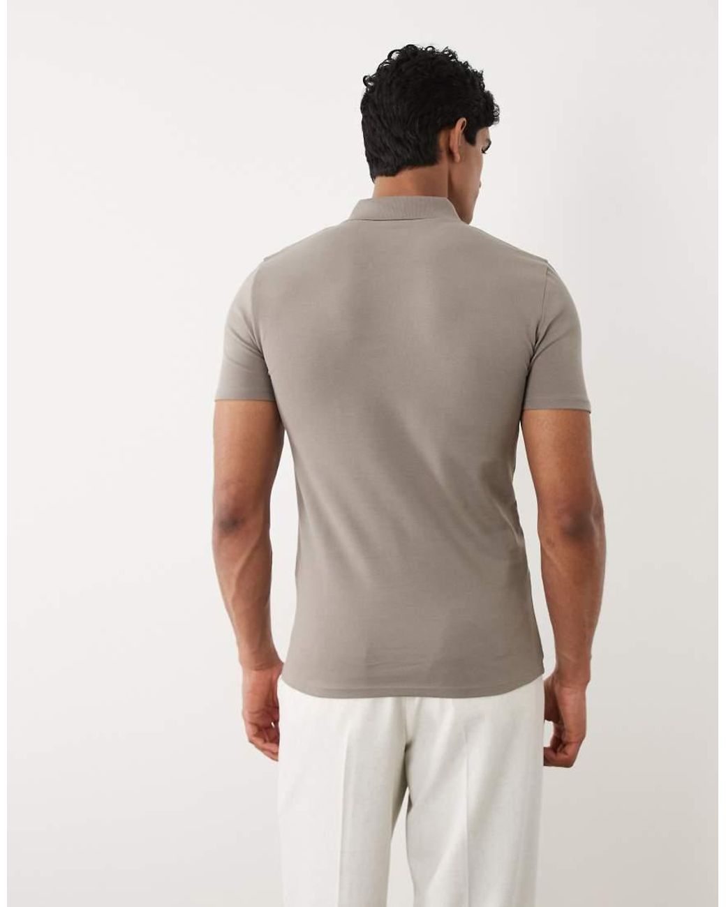 ASOS Gray Essentials Muscle Fit Polo for men