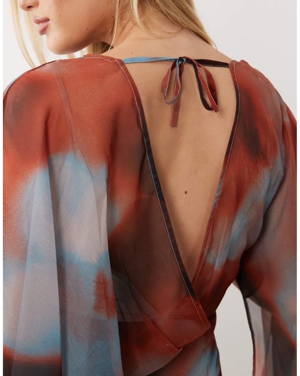 ASOS Multicolor High Neck Drape Front Extreme Cape Sleeve Mini Dress